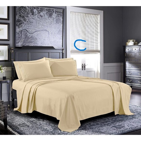 - 6 Piece Bed Sheets - Cal King, King, Queen , Full  Sheet Set [6-Piece,] … - Picture 5 of 10